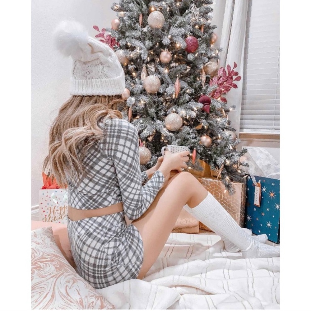 Colsie Gray Plaid Pajama Set, XS
